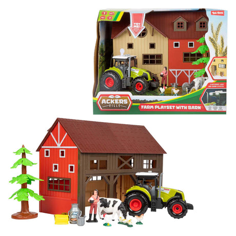Toi-toys Ackers ville Farm ze światłem i dźwiękiem traktora, 12 elementów.