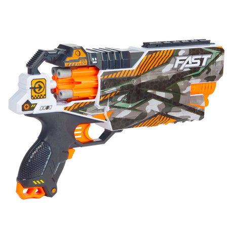 Toi-toys Foam Strikex to elektryczny pistolet strzelecki z falą uderzeniową i 24 piankowymi strzałami
