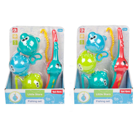 Toi-zabawki Little Stars zabawki do kąpieli wędka z 3 rybkami, 4 sztuki.