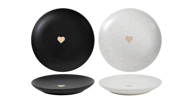 Ontbijtbord hart speckle ø18,6x2,5cm 2 assortie
