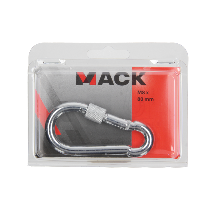 Mack 1006895 - 1 karabińczyk + zamek. ocynkowany 8mm czarny | 5 sztuk