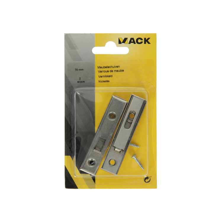Mack 1013561 - 2 szuflady meblowe niklowane a 70 - b 11,5 mm | 10 sztuk