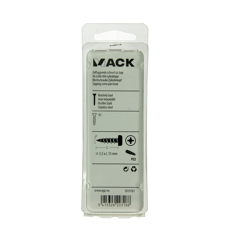 Mack 1019781 - śruba samogwintująca z łbem walcowym a2 14 szt. 3,5 x 13 mm | 10 sztuk