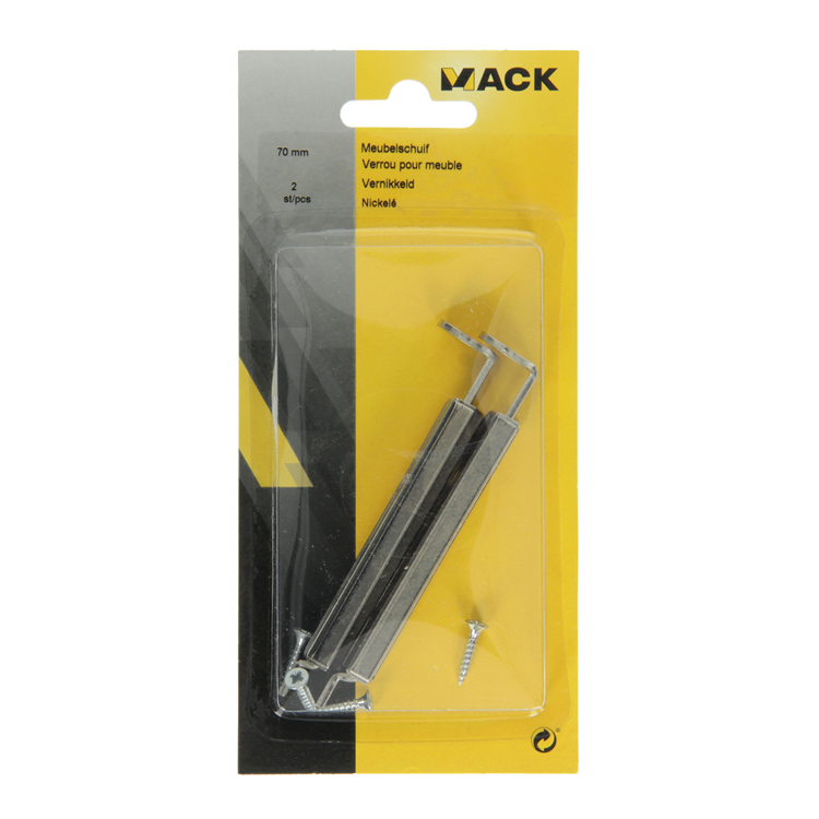 Mack 1013272 - 2 szuflady meblowe niklowane a 70 - b 21 mm | 5 sztuk