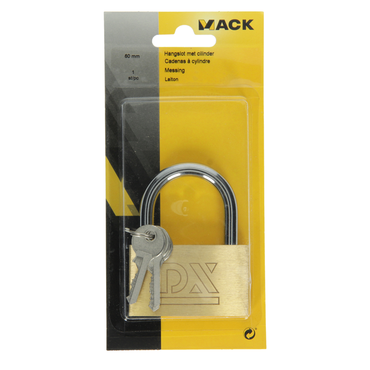 Mack 1014076 - kłódka z cylindrem mosiężnym 60 mm | 10 sztuk