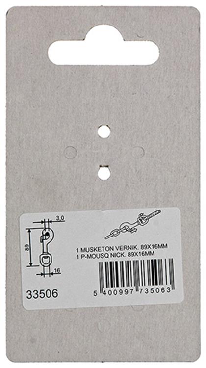 Mack 1008476 - 1 karabińczyk 16 x 89mm niklowany | 10 sztuk