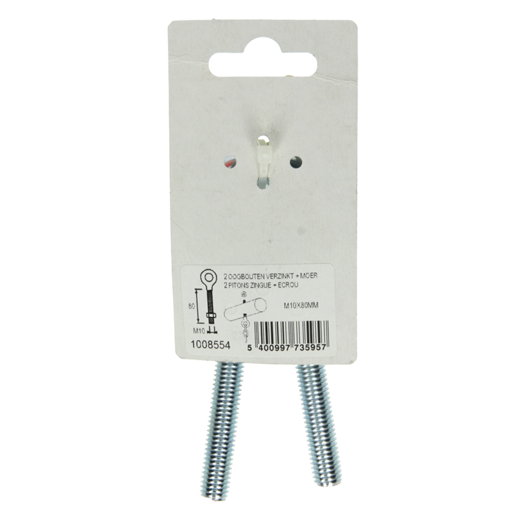 Mack 1008554 - 2 śruby oczkowe + nakrętka m10 x 80mm ocynkowane | 10 sztuk
