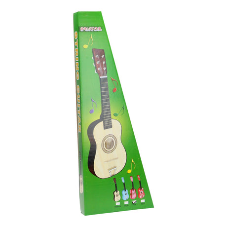 Gitara dla dzieci Playwood - różowy drewniany instrument zabawkowy z 6 strunami