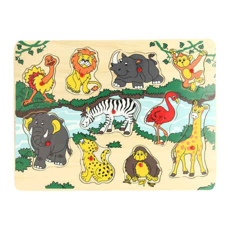 Puzzle drewniane Playwood dzikie zwierzęta - zabawki edukacyjne 10 sztuk.