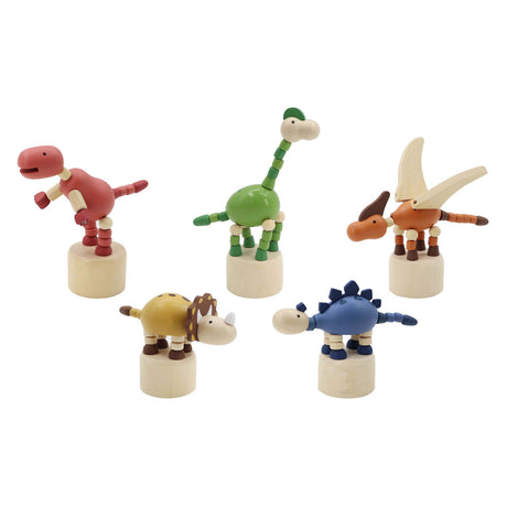 Drewniana lalka ciśnieniowa Playwood z dinozaurem
