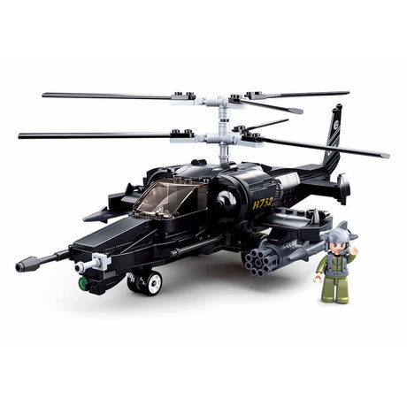 Klocki model helikoptera szturmowego Sluban zabawki do budowania – zabawki konstrukcyjne – zestaw do budowania zawierający 330 klocków – m38-b0752 – od 8 lat