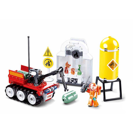 Robot strażacki Sluban wiertarka konstrukcyjna dla dzieci od 6 lat - zabawki konstrukcyjne model budynku robota straży pożarnej - pudełko konstrukcyjne ze 130 klockami i 1 minifigurką - m38-b0963