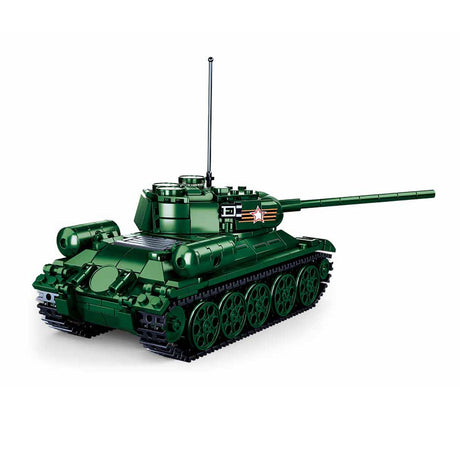 Zabawki do budowania czołgów Sluban T-34-85 z II wojny światowej dla dzieci od 8 lat - zabawki konstrukcyjne do budowania modeli - pudełko do budowania z 497 klockami - m38-b0982