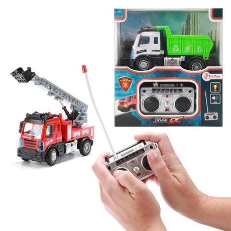 Toi-zabawki Toi Toys mini śmieciarka lub wóz strażacki r-c + światło i dźwięk