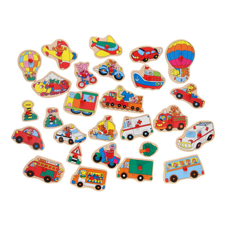 Puzzle drewniane Joueco XL - pojazdy