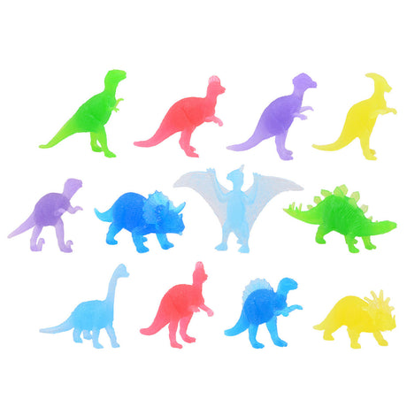 Świecące w ciemności kolorowe figurki dinozaurów Johntoy, 12 sztuk.