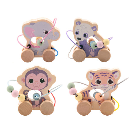 Joueco The Wildies Wooden Animal z koralikami