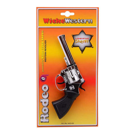 Pistolet rodeo Johntoy wicke 198mm, 100 strzałów, chrom, pakowany w pudełko