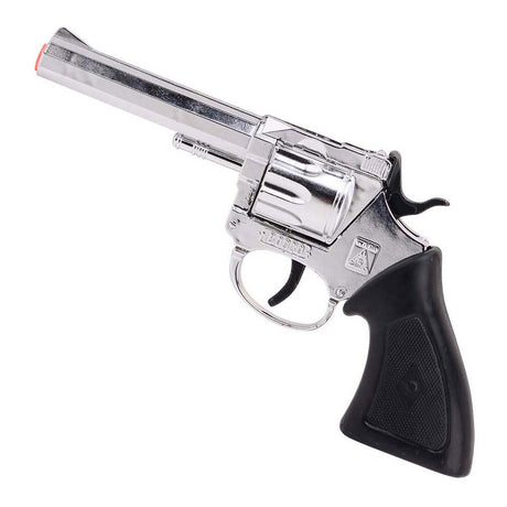 Pistolet rodeo Johntoy wicke 198mm, 100 strzałów, chrom, pakowany w pudełko