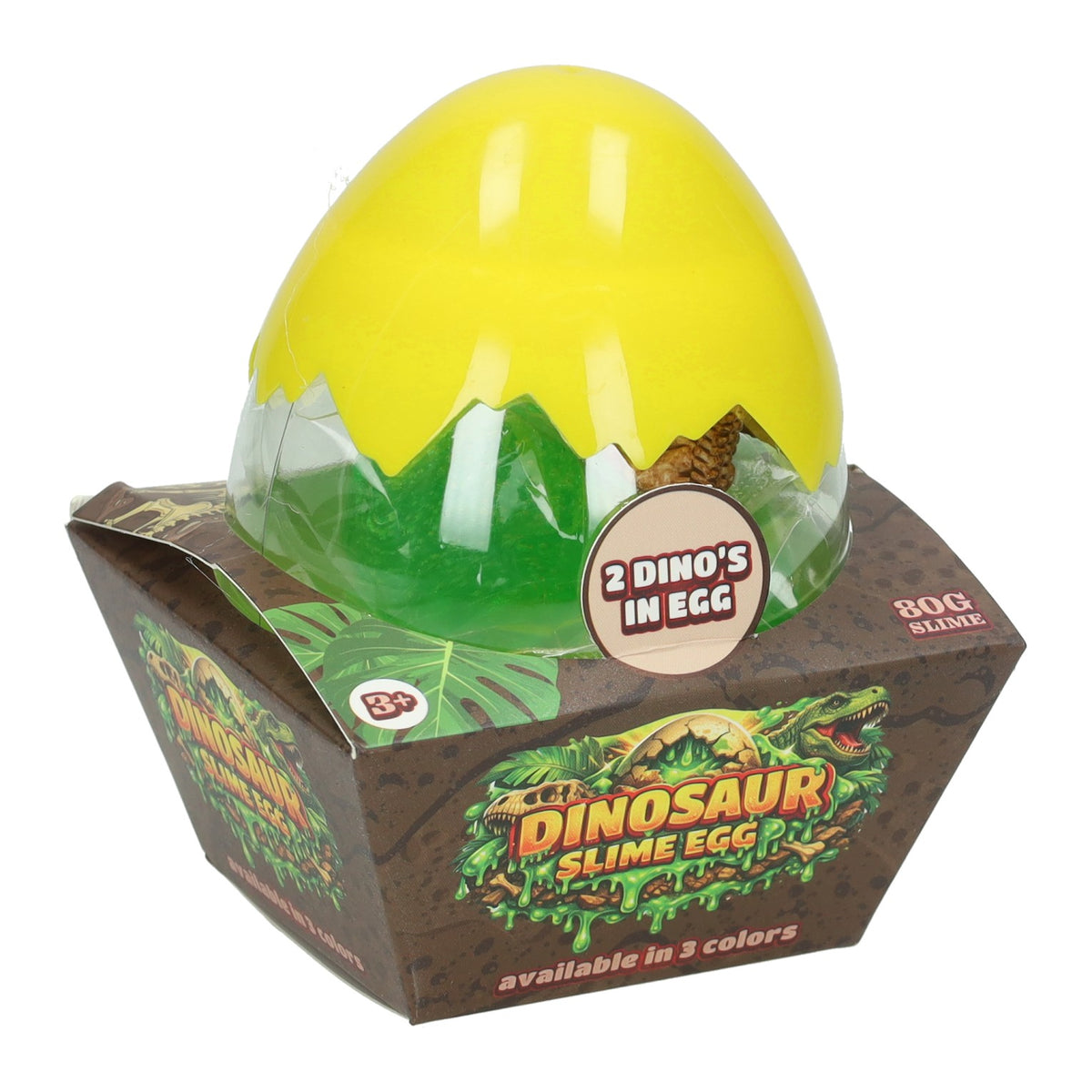 Johntoy dinoslijm in ei met 2 dino's