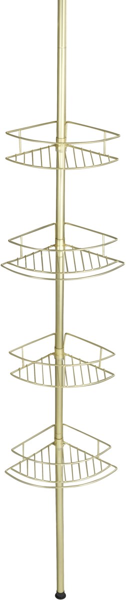 Wenko hh wenko teleskopowy drążek prysznicowy dolcedo 4-warstwowa stal nierdzewna matowe złoto - możliwość przedłużenia od 65 do 275 cm - kosz prysznicowy - montaż bez wiercenia