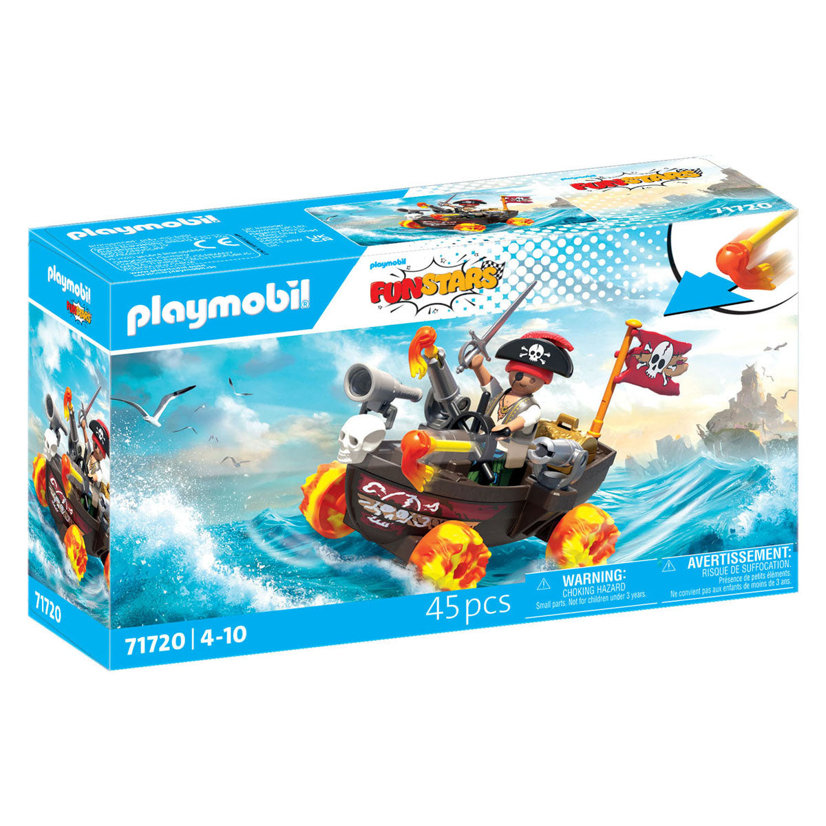 Playmobil | zabawne gwiazdy | Rasendes łódź piracka | zabawka od 4 lat | prezent dla dzieci | Autko | z funkcją strzelania rückzugmotor | 71717