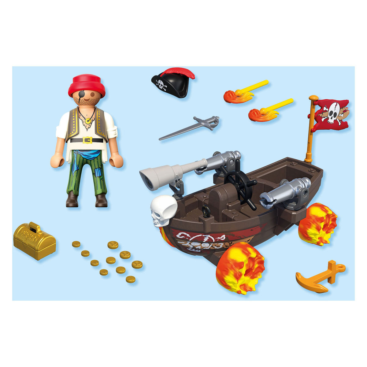 Playmobil | zabawne gwiazdy | Rasendes łódź piracka | zabawka od 4 lat | prezent dla dzieci | Autko | z funkcją strzelania rückzugmotor | 71717