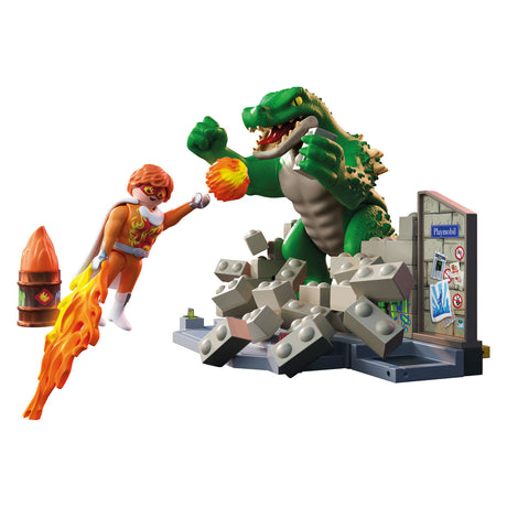 Walka bohaterów Playmobil z gigantyczną jaszczurką - 71831