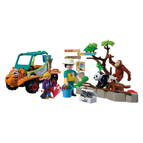 Playmobil animals friends dierentuin dierenverzorger met voertuig - 72072