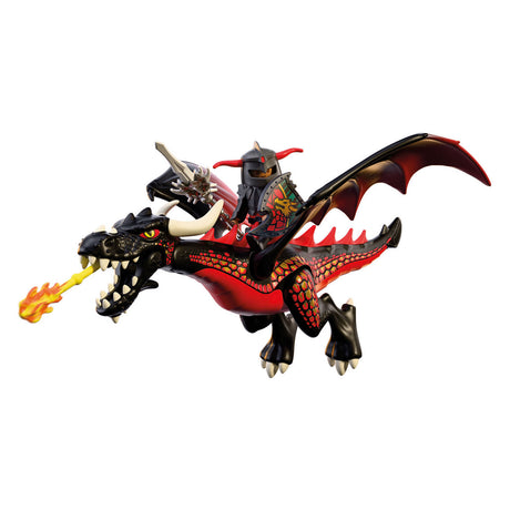 Zestaw rycerski Playmobil Czarny smok z rycerzem - przygoda fantasy.