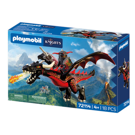 Zestaw rycerski Playmobil Czarny smok z rycerzem - przygoda fantasy.