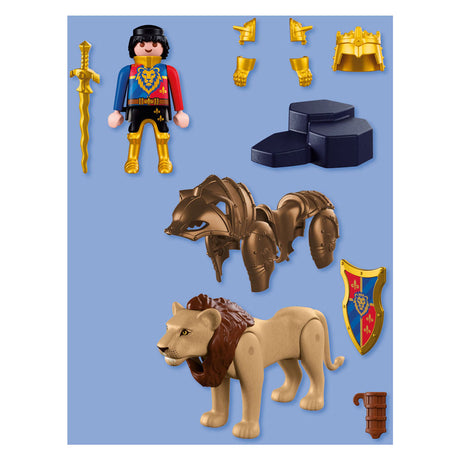 Playmobil knights speelfiguur leeuw met gouden ridder - 72212.