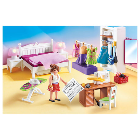 Sypialnia dla lalek Playmobil z kącikiem do projektowania mody - 70208