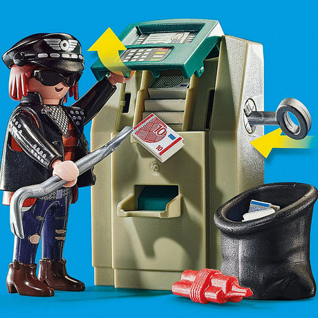 Playmobil City Action - Motocykl policyjny: Zabawka konstrukcyjna w pogoni za złodziejem pieniędzy (70572)
