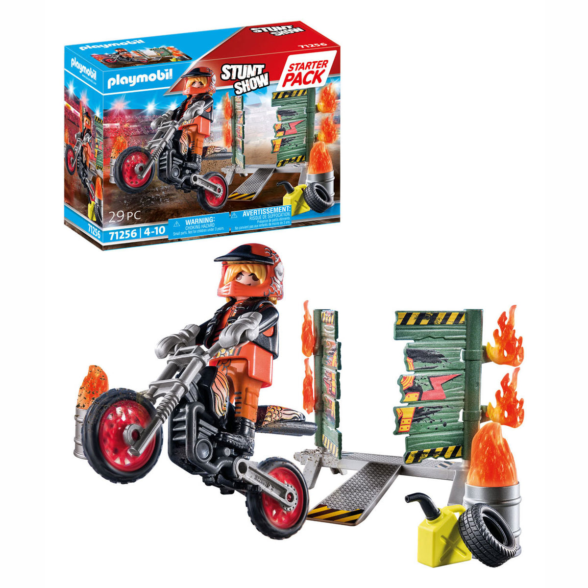 Silnik kaskaderski Playmobil Starterpack z ścianą ognia 71256