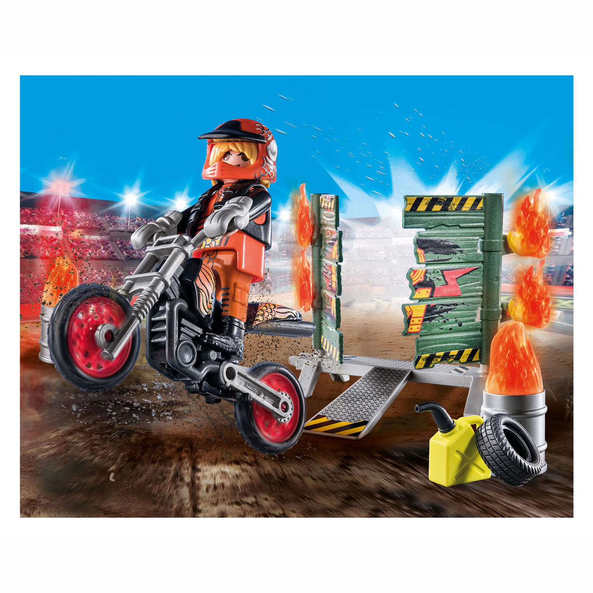 Silnik kaskaderski Playmobil Starterpack z ścianą ognia 71256