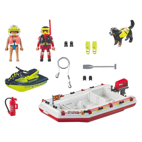 Playmobil Bohaterowie akcji, łódź strażacka ze skuterem wodnym - 71464