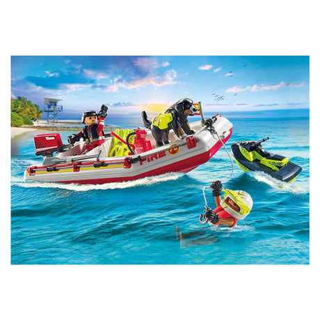 Playmobil Bohaterowie akcji, łódź strażacka ze skuterem wodnym - 71464