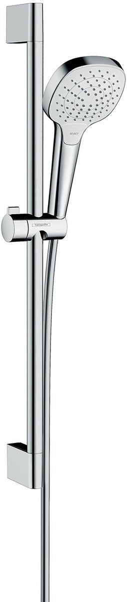 Hansgrohe cromaselect e zestaw prysznicowy vario z drążkiem przesuwnym unica'croma 65 cm biały chrom