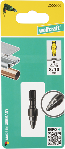 Wiertło stopniowe Wolfcraft hss | 6-stronny | ø6, 8, 10mm | 1 sztuka - 2555000