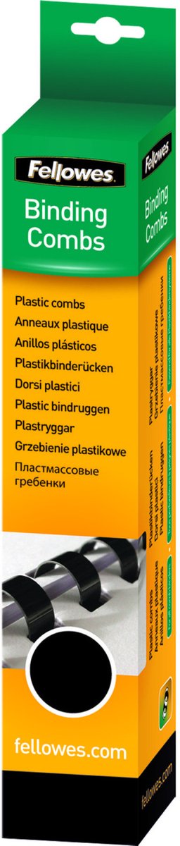Fellowes plastikowe grzebienie do wiązania okrągłe 8mm - czarne (25 sztuk)