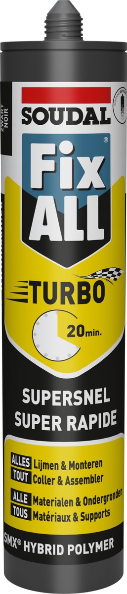 Soudal fix - wszystko turbo | klej uszczelniający | czarny | 290ml - 124806