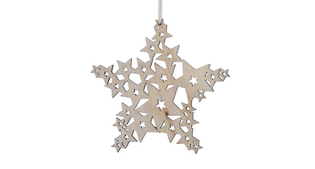Pb. 5 wooden stars hanging natural 10x10 cm