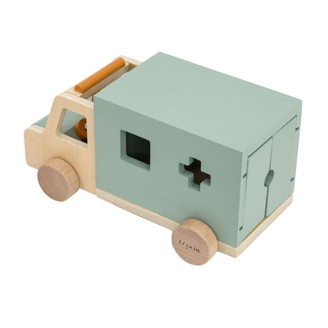 Drewniane zabawki Trixie - ambulans - autko dla dzieci - ambulans - dla chłopców i dziewcząt - fsc