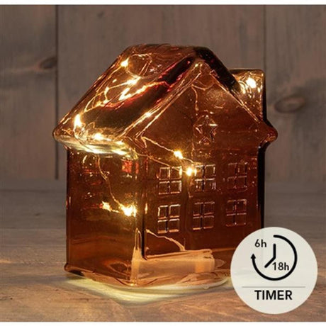 Kolekcja Anny 10led szkło domowe bateria 3xaaa z timerem 12,5x7,5xh14cm bordowy