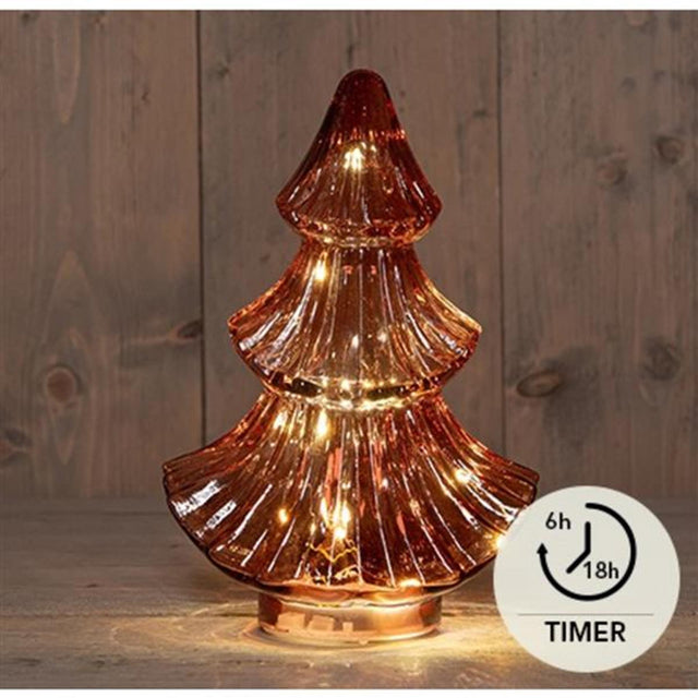 Kolekcja Anny LED Choinka szklana bordowa wys. 24cm