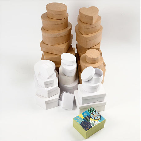 Creativ Company Boxes Brown and White 6,5-18 cm, 30..