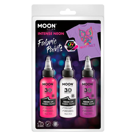 Farba tekstylna Haza Białobrody neonowa 3x30ml - biała, różowa, fioletowa