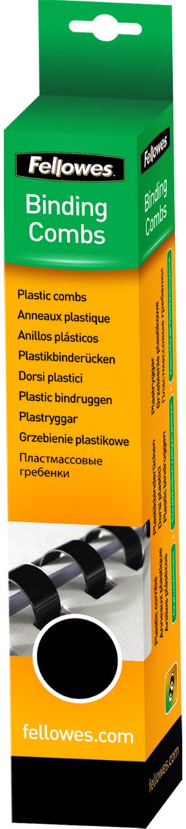 Fellowes plastikowe grzebienie do wiązania okrągłe 12mm - czarne (25 sztuk)