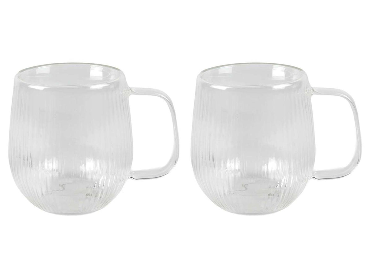 Dubbelwandig glas lines 2-delig dia.7,5x9,3cm
